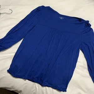 LOFT Blue Long Sleeve Blouse with Relaxed Fit
